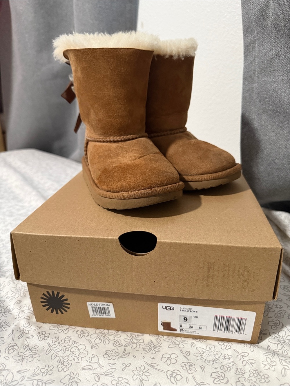 Kids Brown Shearling Boots on Box